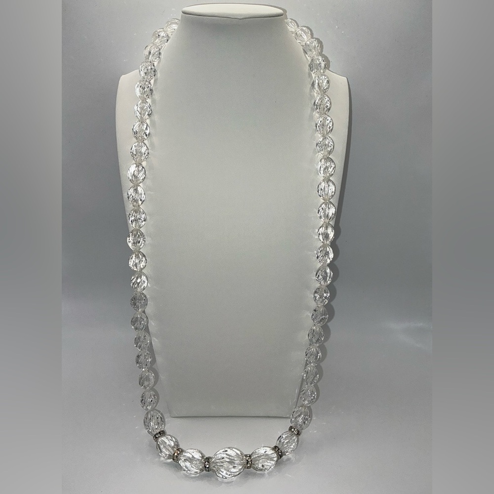 Vintage Art Deco Faceted Rock Crystal Beaded Necklace